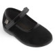Zapatos Victoria alba negras efecto terciopelo y detalles en charol - Querol online