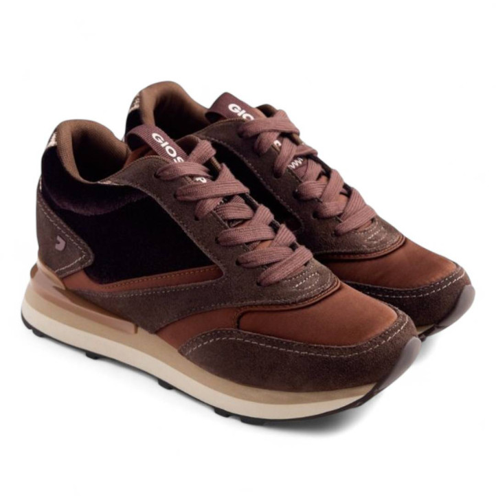 Zapatillas cuña Gioseppo landfall marrones con cuña interior - Querol online