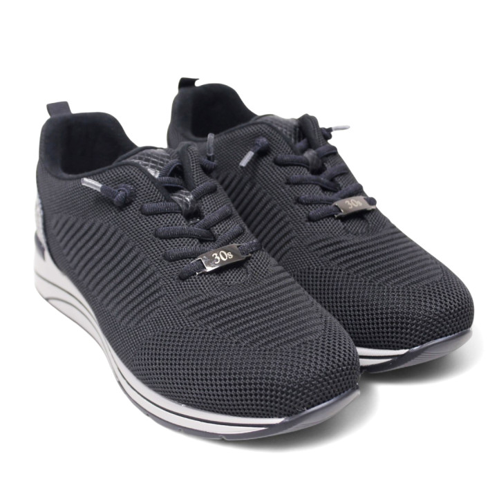 Zapatillas cuña Treintas negras con panel trasero efecto serpiente - Querol online