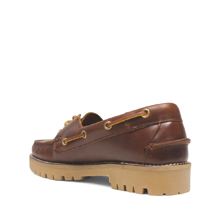 Zapatos planos Redlove amaya marrón estilo náutico de piel - Querol online