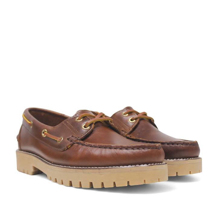 Zapatos planos Redlove amaya marrón estilo náutico de piel - Querol online