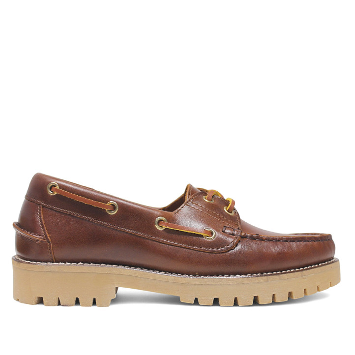 Zapatos planos Redlove amaya marrón estilo náutico de piel - Querol online