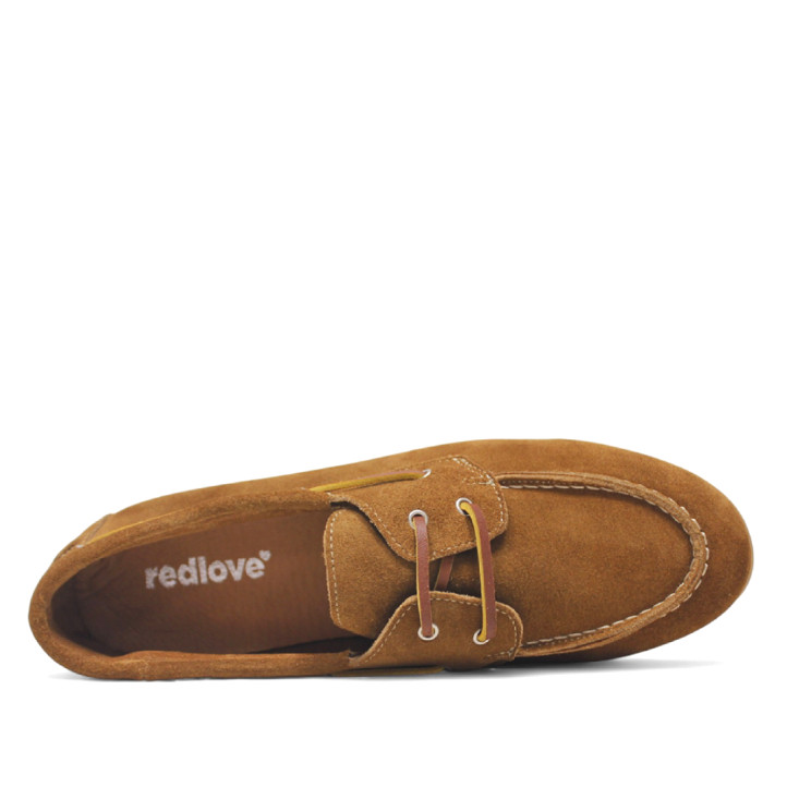 Zapatos planos Redlove maite marrones estilo náutico de ante - Querol online