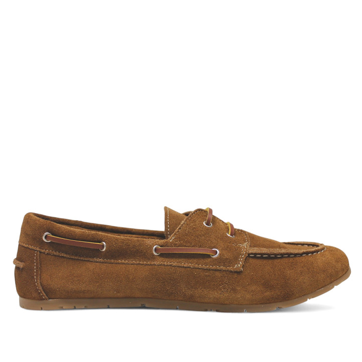Zapatos planos Redlove maite marrones estilo náutico de ante - Querol online
