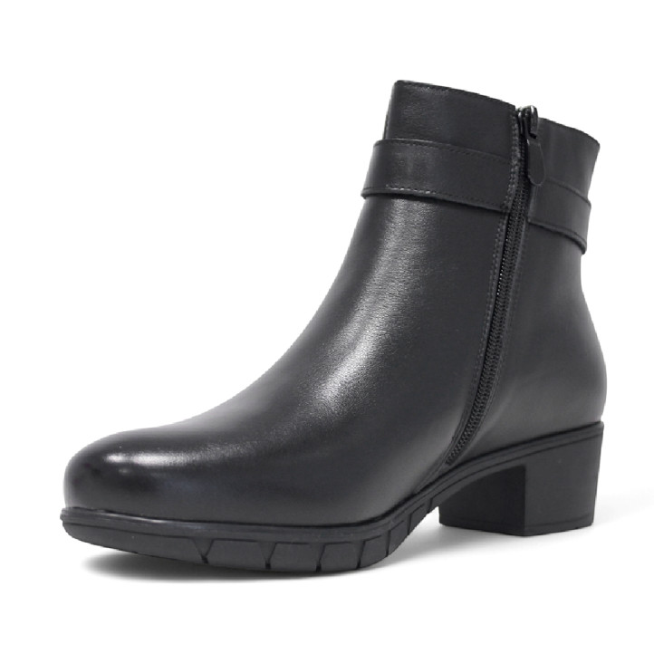 Botines tacón Treintas negros con doble costura lateral y hebilla decorativa - Querol online