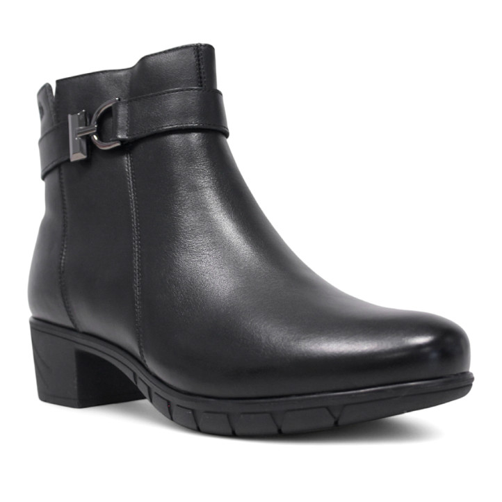 Botines tacón Treintas negros con doble costura lateral y hebilla decorativa - Querol online