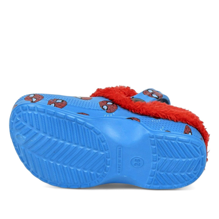 Zapatillas casa Cerda rojas y azules de spiderman estilo zueco con borreguillo - Querol online