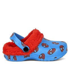 Zapatillas casa Cerda rojas y azules de spiderman estilo zueco con borreguillo