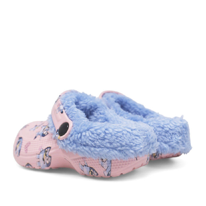 Zapatillas casa Cerda rosas y lilas de bluey estilo zueco con borreguito - Querol online