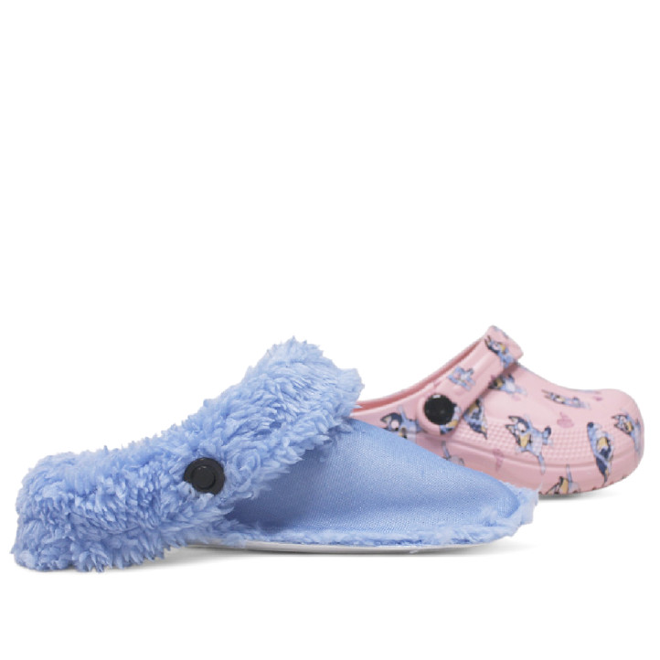 Zapatillas casa Cerda rosas y lilas de bluey estilo zueco con borreguito - Querol online