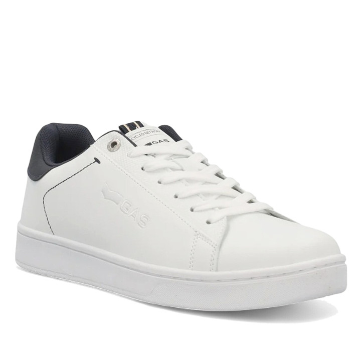 Zapatos sport GAS blancas y negras con pespunte negro en el lateral y panel trasero - Querol online