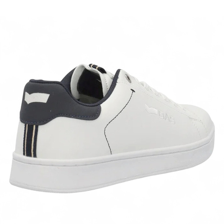 Zapatos sport GAS blancas y negras con pespunte negro en el lateral y panel trasero - Querol online