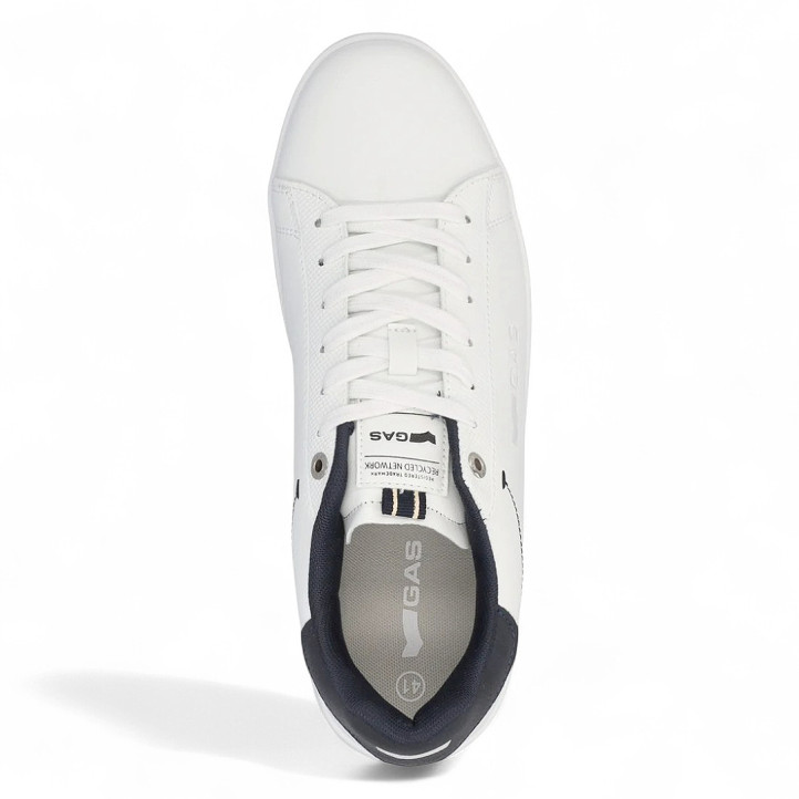 Zapatos sport GAS blancas y negras con pespunte negro en el lateral y panel trasero - Querol online