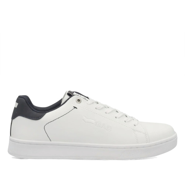 Zapatos sport GAS blancas y negras con pespunte negro en el lateral y panel trasero - Querol online