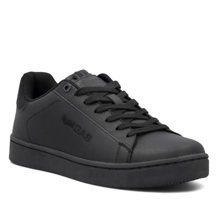 Zapatos sport GAS totalmente negras con pespunte negro en el lateral y panel trasero - Querol online