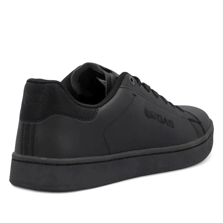Zapatos sport GAS totalmente negras con pespunte negro en el lateral y panel trasero - Querol online
