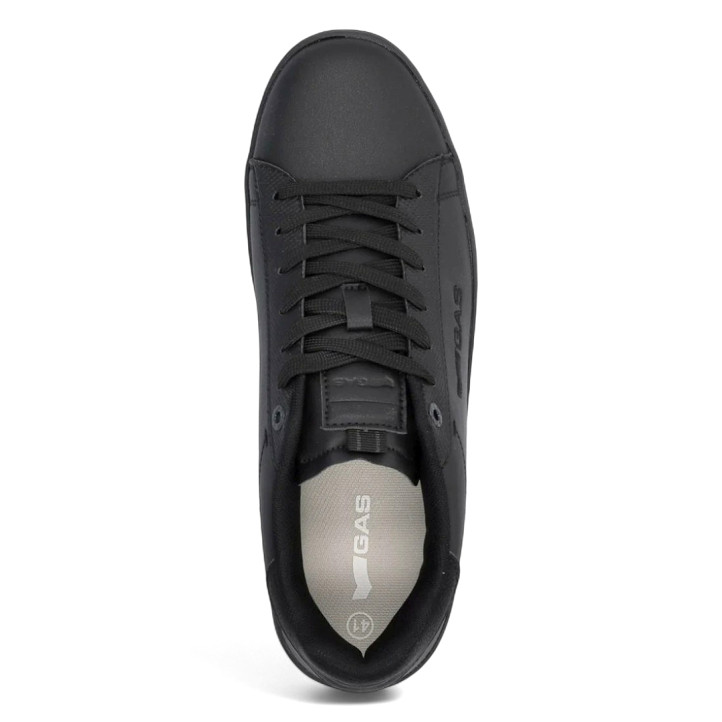 Zapatos sport GAS totalmente negras con pespunte negro en el lateral y panel trasero - Querol online