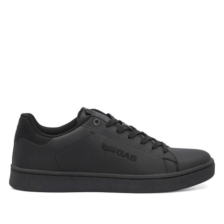 Zapatos sport GAS totalmente negras con pespunte negro en el lateral y panel trasero - Querol online