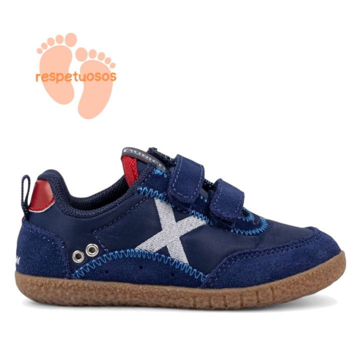 Sabatilles esport Munich baby koda 19 blau marí amb detalls vermells respectuoses - Querol online
