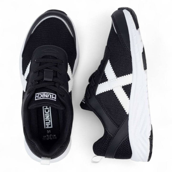 Zapatillas deporte Munich fun kid 02 negras y blancas - Querol online