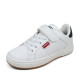 Zapatillas deporte Levi's piper jr blancas con panel trasero azul y suela caramelo - Querol online