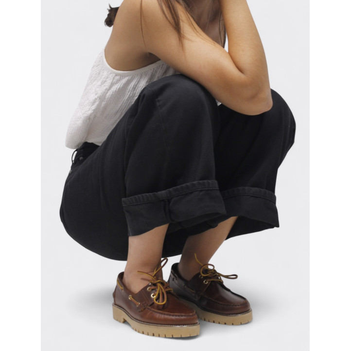 Zapatos planos Redlove amaya marrón estilo náutico de piel - Querol online