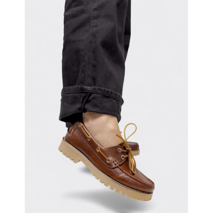 Zapatos planos Redlove amaya marrón estilo náutico de piel - Querol online