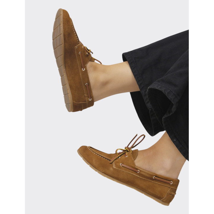 Zapatos planos Redlove maite marrones estilo náutico de ante - Querol online