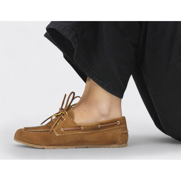 Zapatos planos Redlove maite marrones estilo náutico de ante - Querol online