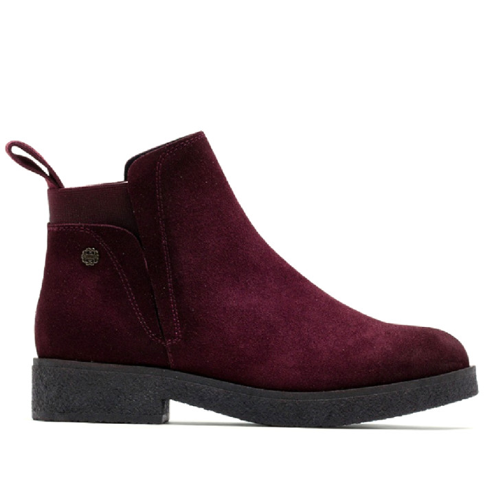 BOTINES DE PIEL BURDEOS CON ELÁSTICOS ANNA PORRONET - Querol online