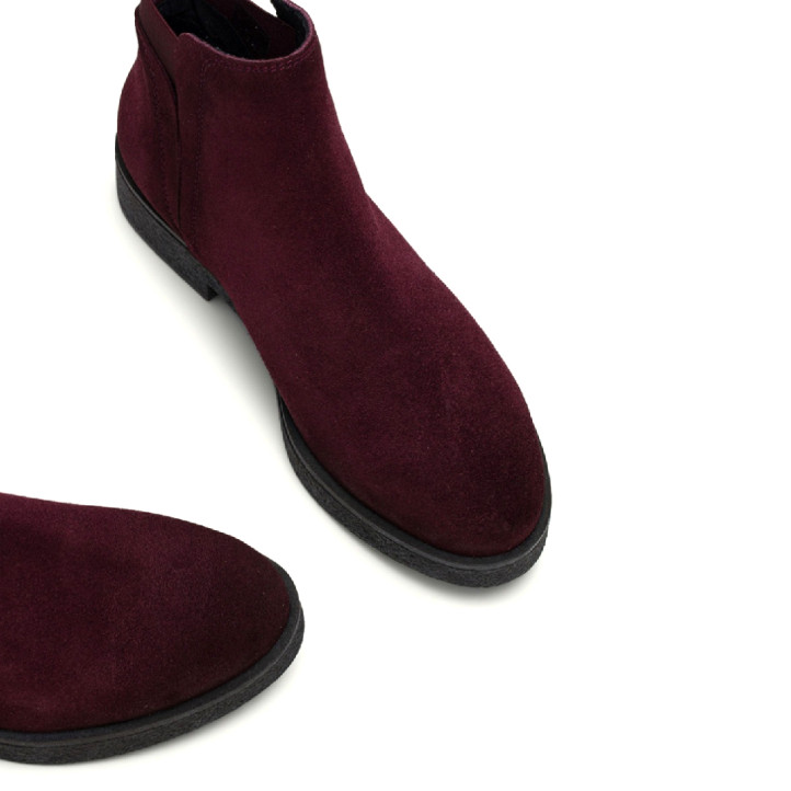 BOTINES DE PIEL BURDEOS CON ELÁSTICOS ANNA PORRONET - Querol online