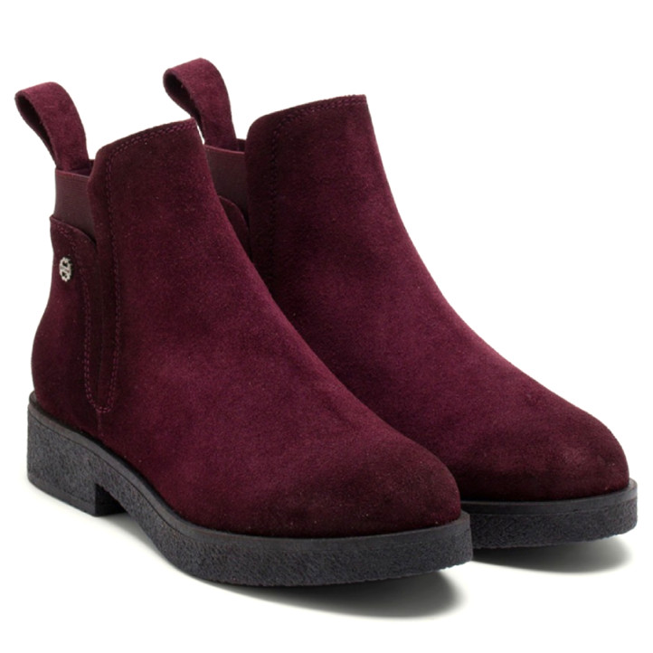BOTINES DE PIEL BURDEOS CON ELÁSTICOS ANNA PORRONET - Querol online