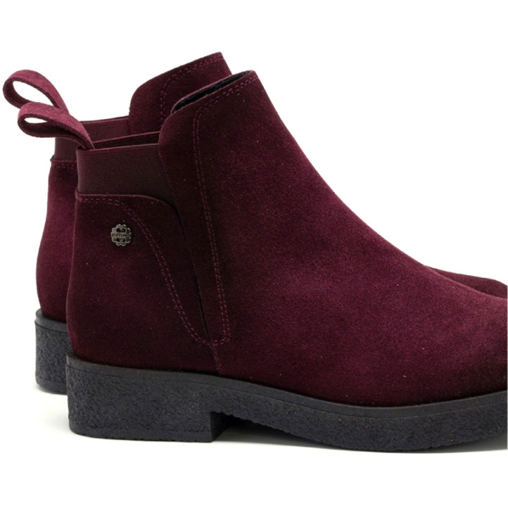 BOTINES DE PIEL BURDEOS CON ELÁSTICOS ANNA PORRONET - Querol online