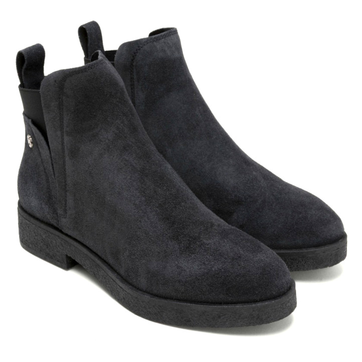 BOTINES DE PIEL CARBON CON ELÁSTICOS ANNA PORRONET - Querol online