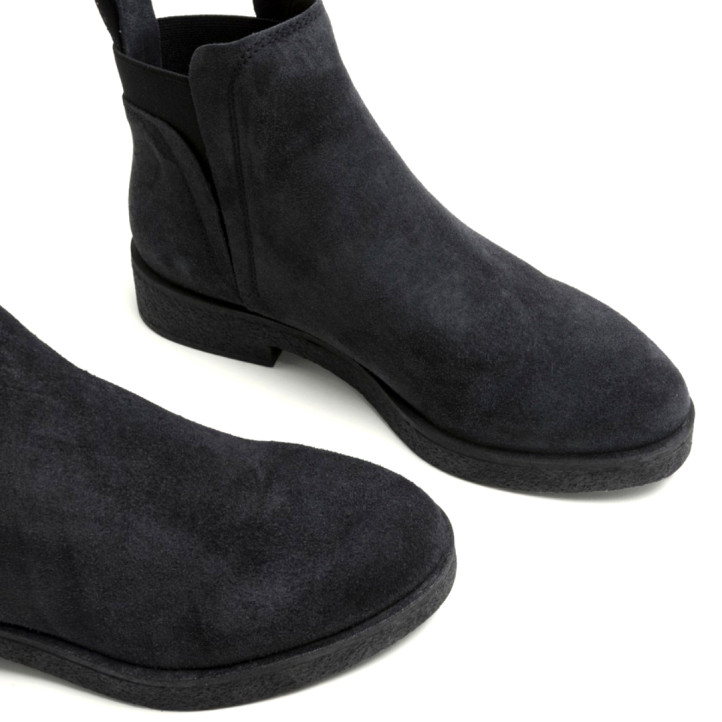 BOTINES DE PIEL CARBON CON ELÁSTICOS ANNA PORRONET - Querol online