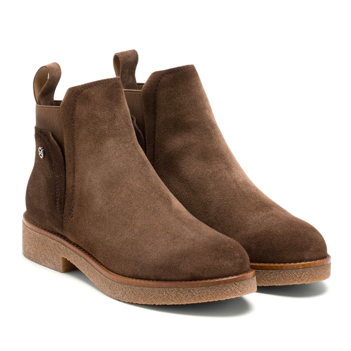 BOTINES DE PIEL MOKA CON ELÁSTICOS ANNA PORRONET - Querol online