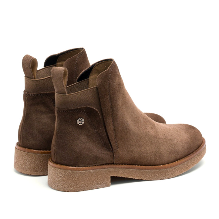 BOTINES DE PIEL MOKA CON ELÁSTICOS ANNA PORRONET - Querol online