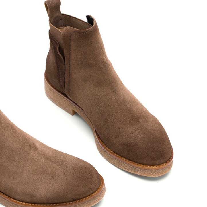 BOTINES DE PIEL MOKA CON ELÁSTICOS ANNA PORRONET - Querol online