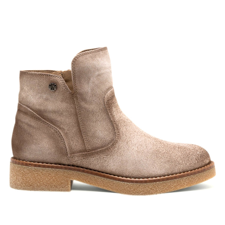 BOTINES DE PIEL ARENA CON CREMALLERA ADELE PORRONET - Querol online