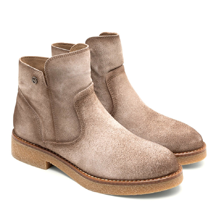 BOTINES DE PIEL ARENA CON CREMALLERA ADELE PORRONET - Querol online