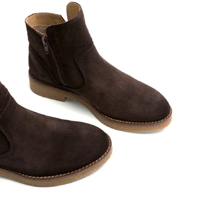 BOTINES DE PIEL MOKA CON CREMALLERA ADELE PORRONET - Querol online