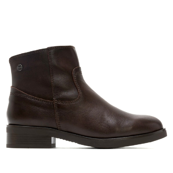 BOTINES DE PIEL MOKA CON CREMALLERA BÁRBARA PORRONET - Querol online