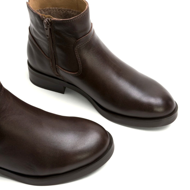 BOTINES DE PIEL MOKA CON CREMALLERA BÁRBARA PORRONET - Querol online