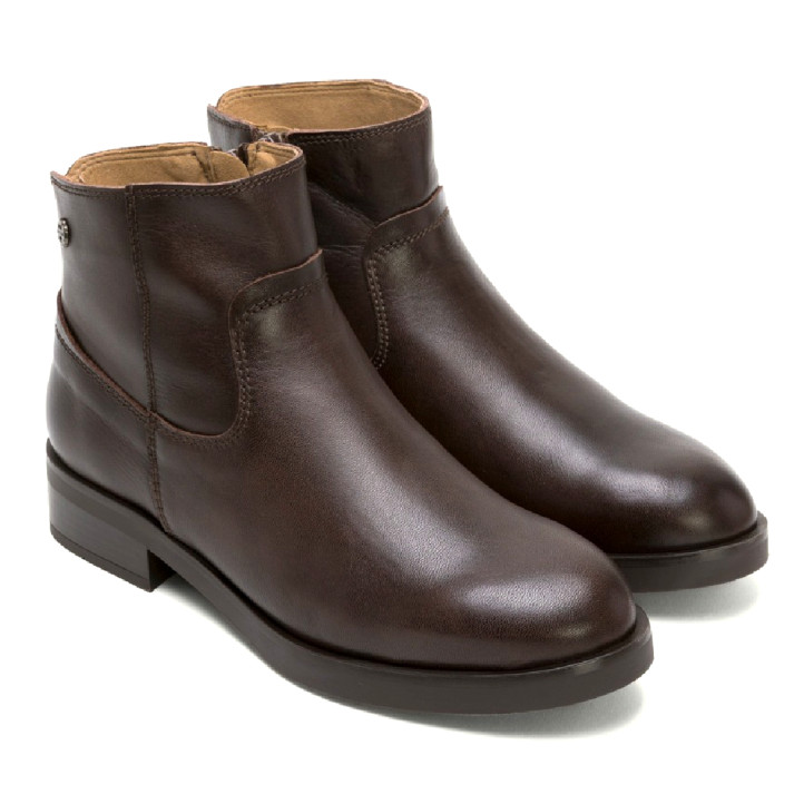 BOTINES DE PIEL MOKA CON CREMALLERA BÁRBARA PORRONET - Querol online