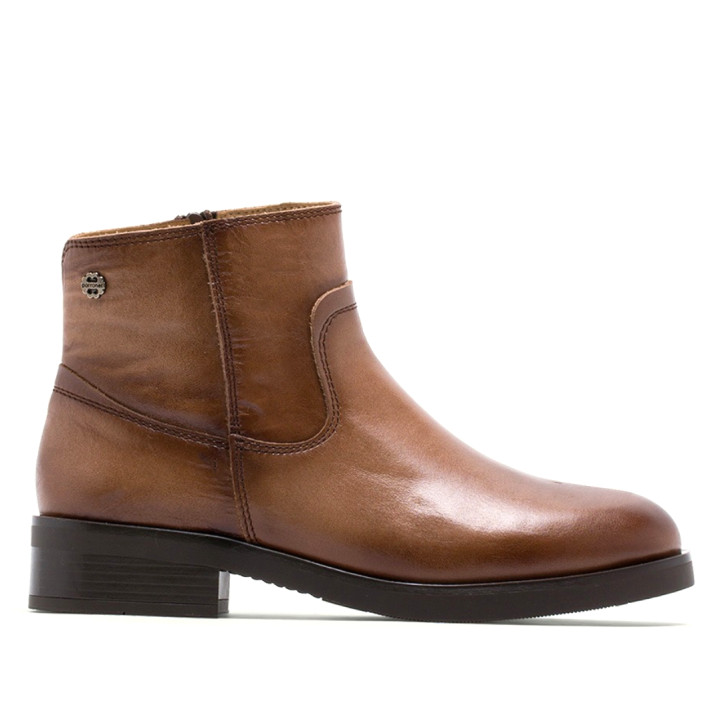 BOTINES DE PIEL TAUPE CON CREMALLERA BÁRBARA PORRONET - Querol online