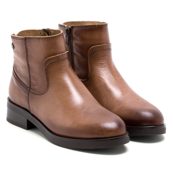 BOTINES DE PIEL TAUPE CON CREMALLERA BÁRBARA PORRONET - Querol online