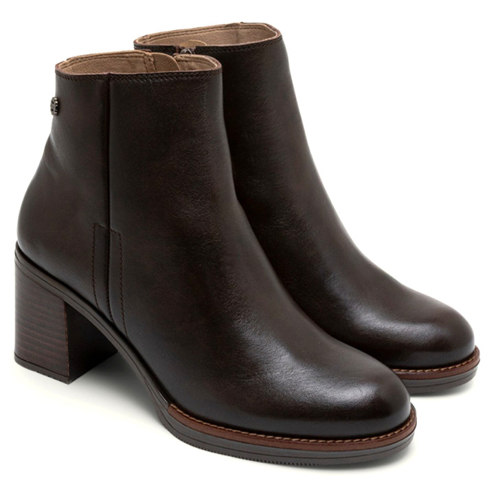 BOTINES DE PIEL DE TACÓN MOKA RANIA PORRONET - Querol online