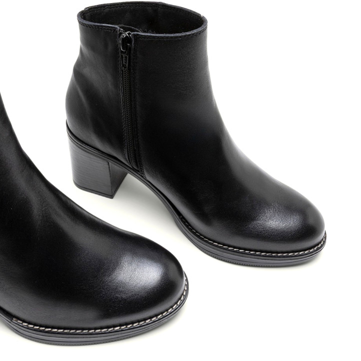 BOTINES DE PIEL DE TACÓN NEGRO RANIA PORRONET - Querol online