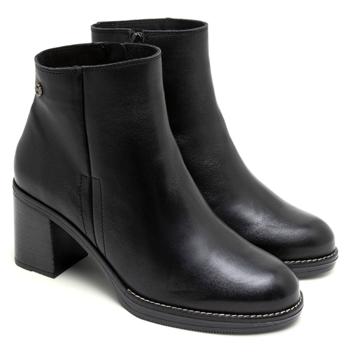 BOTINES DE PIEL DE TACÓN NEGRO RANIA PORRONET - Querol online