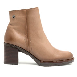 BOTINES DE PIEL DE TACÓN TAUPE RANIA PORRONET - Querol online